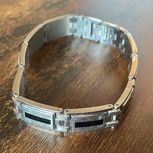STEL STAINLESS STEEL BLACK ENAMEL INLAY BRACELET